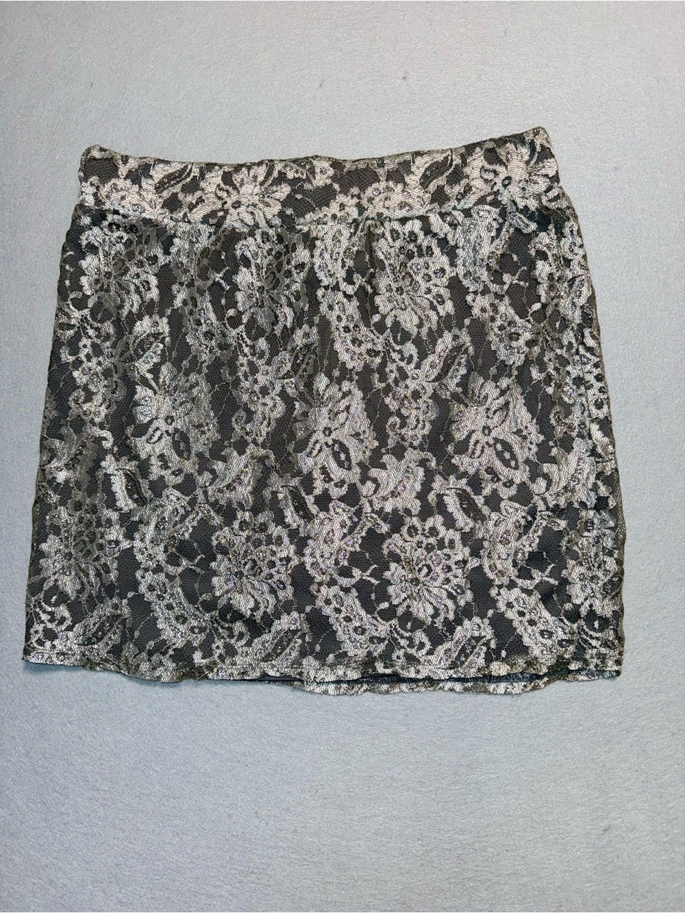 Charlotte Russe Black and Cream Lace Mini Skirt